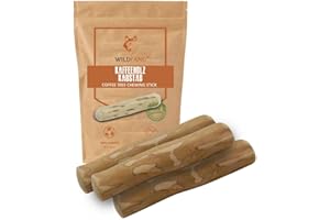 Wildfang® Drewno kawy dla psów – wytrzymałe drewno do żucia dla psów i szczeniaków, trwałe korzenie do żucia dla psów, 100% naturalne drewno kawowe, zajęcie dla psów, ramię odpryskowe, 3 sztuk M