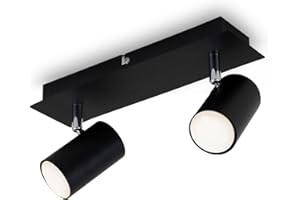 BRILONER - Lamparas De Techo Salon, 2x GU10, Máx.40W, Lampara Techo, Focos LED Interior Techo, Lampara Cocina, Lamparas De Techo Dormitorio, Candeeiro Teto, 29x8x12.3 cm, Negro