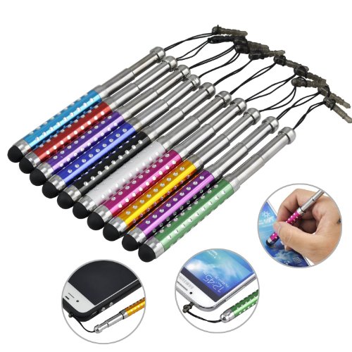 Voguecase® 10 X Bunte Universal Kristall Diamant Stylus Pen Stifte Eingabestift mit Staubschutz für allen kapazitiven Touchscreen-Geräte, einschließlich HTC ONE M9 Samsung Galaxy S6 S6 Edge iPhone 6 6 Plus Huawei P8 Samsung Galaxy Core Prime SM-G360 SM-G360F LG Nexus 5 Nexus 4 Lumia 520 532 1520 720 920 625 Sony Xperia Z1 Xperia Z Apple iPhone 2G 3G 3GS iPhone 4 iPhone 4S iPhone 5 5S 5C iPad 2 3 4 iPad air iPad mini Samsung Galaxy S4 S3 S2 Note 2 Note 3 galaxy Fame galaxy S Duos S4 Mini S3 Mini i8190 i9190 i9500 i9300 Tab 2 P5100 P5110 Samsung Galaxy Tab P7500 P7510 Galaxy Tab P7501 P7511 Galaxy Tab P7100 P7300 P7310 P1000 P1010 P3100 P3110 Asus Transformer Book T100TA Lenovo A2107A A2109A Asus Transformer Eee Pad TF300 Acer Iconia B1 A510 A511 A700 HTC ONE M7 HTC One Mini HTC one Max Amazon Kindle Fire HDX Xperia SP LG Optimus L3 L5 L7 L9 L7 II L5 II E460 L3 II LG G2 Asus MeMO Pad 10 ME102A HP Slate 7 Acer Iconia A3-A10 Samsung Galaxy Note 10.1 2014 LG G Pad 8.3 Asus Fonepad 7 ME372CG Lenovo IdeaPad Yoga Tablet Acer Iconia B1-A71 - 3