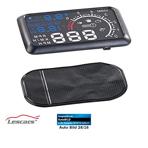 Lescars Head Up Displays: Head-up-Display mit Bluetooth HUD-55C.bt für OBD2-Anschluss (Head Up Displays mit Bluetooth)