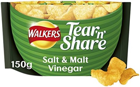 Walkers Tear and Share Salt and Malt Vinegar Thicker Cut Crisps, 6 x 150 g