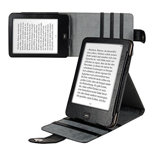 kwmobile Flip Hülle Case für Tolino Vision 1 / 2 / 3 / 4 HD mit Standfunktion – Kunstleder Tasche aufklappbar in Schwarz - 5