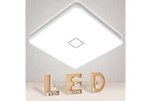 Airand Plafon LED Techo Baño 24W Lamparas de Techo Cuadrado 2050LM Plafon Cocina Impermeable IP44 Plafones para techo LED 4000K Lampara Techo Ø32CM para Sala de Estar Dormitorio Pasillo Blanco Neutro