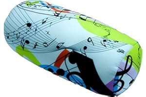 COVERBAGBCN - Cojín Cilíndrico Anti-Estrés Relax | Alivio Cervicales y Lumbares | Relleno de Bolitas Confortables | Tejido Lycra Suave al Tacto | Lavable en Máquina | 35x15 cm (Pentagrama)