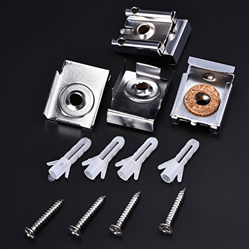 Shappy 2 Set (8 Stück) Federbelastete Spiegelaufhängung Clips Set Ungerahmte Spiegelhalterung Spiegelhalter Clip mit Rawl Plugs und Schrauben - 7
