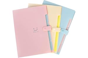 JUVEL 3PCS Cartelle a Soffietto Espandibili - Cartellina Portadocumenti Espandibile Portatile Accordion File 5 Tasche Cartella Portadocumenti Organizer per Casa Scuola e Viaggio di Lavoro (Blu Giallo Rosa)