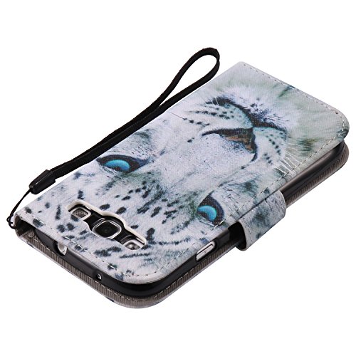 Feeltech Samsung Galaxy S3/9300 Hülle PU-Leder und Brieftasche Bunte Muster Fall mit Magnetverschluss, Hybrid-Kickstand mit Stand-Funktion, schlagen Sie schützende weiche TPU Stoßstangenabdeckung und Kreditkartenhalter für Samsung Galaxy S3/9300 Handgelenk Bügel-Buch-Art-Geldbeutel-Tasche mit 2 In 1 Berühren Sie Stift – White leopard - 7