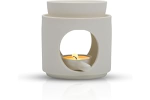 Yuragim Duftlampe aus Keramik mit Teelichthalter, Räucherstövchen für ätherische Öle duftöl Duftwachs, Aromalampe Duftöl und Duftwachs Diffusor, Duftöl Lampe für Aromatherapie und Dekoratio, Weiß