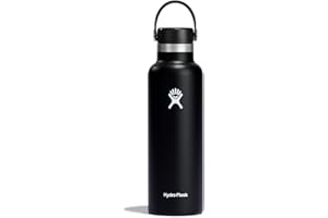 HYDRO FLASK - Gourde Isotherme 621 ml (21 oz) - Bouteille Inox à Isolation Sous Vide - Bouchon Antifuite et Revêtement par Poudre - Sans BPA - Ouverture Standard - Noir