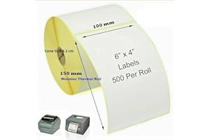 Modaleo Branded Thermal Printing ROLL for All Printer 4X6 INCH Size and 500 Label Waterproof Printing Black Print (1 ROLL 4" X 6")
