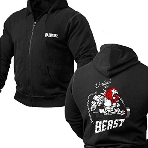 BODYBUILDING MMA GYM HOODY HARDCORE GYM CLOTHING HOODED SWEATSHIRT TOP JUMPER