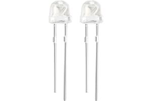 sourcing map 100pcs 5mm Yellow LED Diode Lights Clear Straw Hat Transparent 1.9-2.1V 20mA Super Bright Lighting Bulb Lamps Electronic Component Light Emitting Diodes
