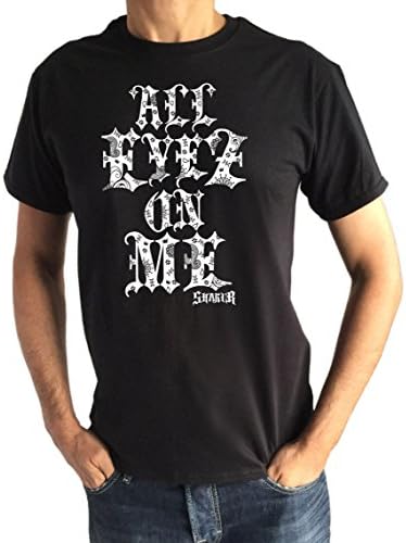 Men's Black T-Shirt "All Eyez On Me" SHAKUR Bandana Style Urban Fresh Real Dope 2pac TS800 (XLarge)