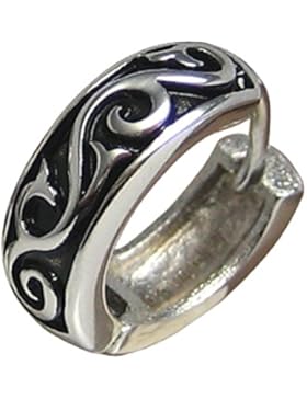 1 Stk. Herren Ohrring schwarz silber Edelstahl klapp Creole Weinstock Ohrstecker Huggie Flinserl