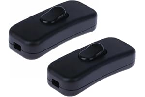 DAJING In Line Switch for Lamps - 2 PCS Black Low Profile Inline Cord Switch, 6A/250V, Easy Installation, Compatible with 2 Core & 3 Core Lighting Cables