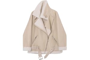 ROTAKUMA Femmes Hiver Lambeau Vestes En Laine Collier De Fourrure Zipe À Glissière Parka À Glissière Chaud Epais Vêtements De Dessus Vêtements De Dessus En Cuir Veste En Cuir En Cuir D'agneau En Cuir