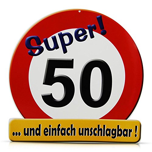 HC-Handel 913437 Riesen Schild Super 50 Verkehrsschild Geburtstag 50 cm