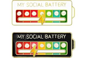 Ceeyoll 2 Pièces My Social Battery Pin, Broches De Batterie Sociale, Insigne De Broche De Batterie Sociale, Badge De Batterie Sociale Slider, Pour Femmes Et Hommes, Joli Cadeau Créatif
