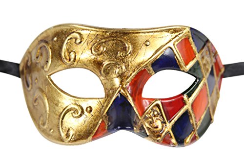 Luxus Maske Herren Vintage Design Masquerade Ball Mardi Gras Holzoptik