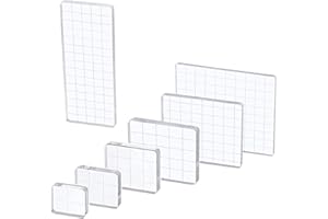 7 Pièces Blocs de Tampons Transparents, Lre Co. Outils D'estampage de Blocs Acryliques Lignes de Grille pour L'artisanat de Scrapbooking Faisant la Décoration de Timbres de Noël