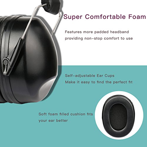 Gehörschutz Kapselgehörschutz, CrazyFire Sicherheit Ohrenschützer, Gehörschutz für Kinder und Erwachsene, Kopfbügel Sicherheit ohrenschützer Safety EAR Muffs mit Weichschaum(mit Pairs Earplugs Zusatz) - 3
