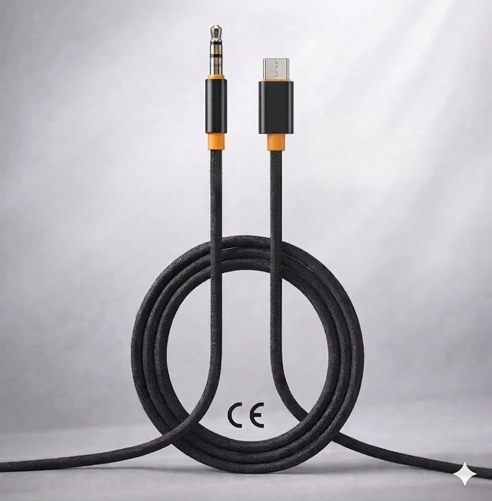 PDAteknoloji 3.5mm Aux to Type-C,Lighting ile Uyumlu Kablolar (1metre, 2 metre) (Type-C 2 metre)