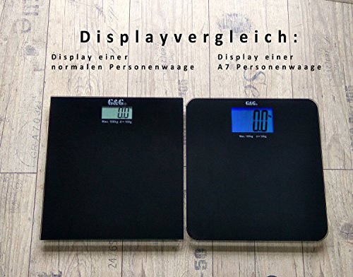 G&G A7 180kg AAA Großdisplay Personenwaage Digitalwaage (Schwarz) - 5