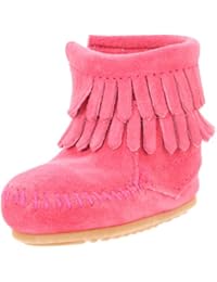 Minnetonka Side Zip Double Fringe 2292 - Botas de ante para niña