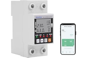TAXNELE Contatore di energia intelligente Wi-Fi CA 63A 80-300V Protezione contro le perdite di terra intelligenti da sottotensione Relè Dispositivo Interruttore Energia 230V Smart Life APP (Nero)