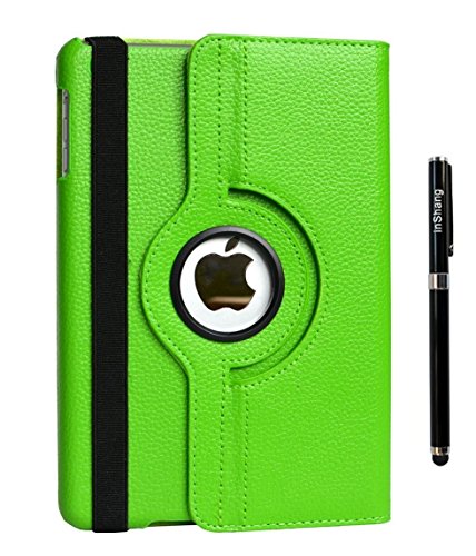 inShang Hülle für Apple ipad mini 3 mini 2 mini 1, Edles PU Leder Tasche Hülle Skins Etui Schutzhülle Ständer Smart Case Cover für Tablet iPad, Super Automatische Einschlaf-/Aufwach funktion, 360 Grad rotierende + Normal Stylus