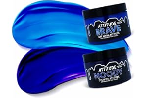 ATTITUDE HOLLAND Attitude Hair Dye Coloration semi permanente GOT THE BLUES Duo Ensemble combiné de 2 pots de teinture pour les cheveux Bleu