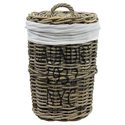 Wäschebox Wäschetruhe Wäschekorb Wäschesortierer Wäschekiste Wäschesammler Wäschetonne Truhe Kiste Aufbewahrungsbox Ø30x50cm mit Deckel in Rattan