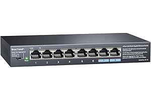 BrosTrend Switch Ethernet 2.5Gbps 8 Ports, Switch RJ45 2.5 Gigabit Unmanaged avec VLAN / Agrégation de Lien Statiques, Hub Ethernet 2,5Gb pour PC NAS, Plug & Play, sans Ventilateur, Protection à Vie