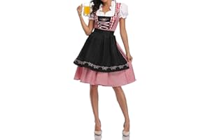 JTLB Midi Dirndl Set Traditional Oktoberfest Embroidery Blouse Aprons Dresses Petticoat Beer Sister Restaurant Waiter Cosplay Maid Wear Costume Beer Girls