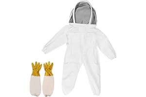 RXYNLL Vêtements D'apiculture avec des Gants combinaison apicole enfant - Coton à Manches Longues, Protection De l'enfant, Fournitures D'apiculture (M, white)