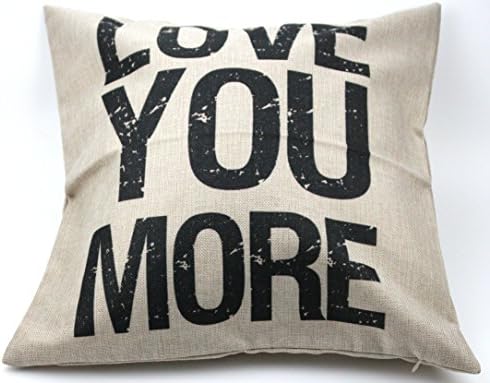 YBC Pillow Case Cover Protector Cotton Waist Cushion Cover for Car Bed Sofa,Square Cartoon Printed Decorative Throw Pillow Case-LOVE YOU MORE Black