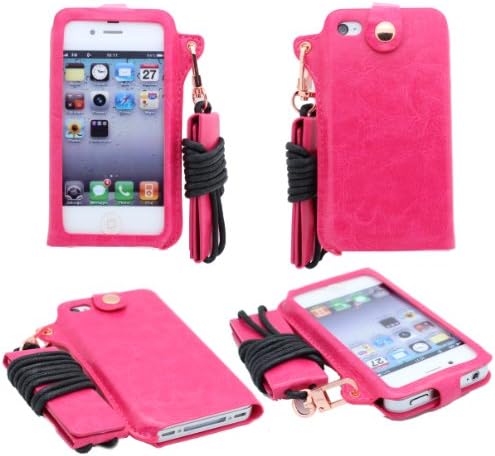 Bestcases4u Apple iPhone 4 / 4G / 4S Leather Drop In Pouch With Detachable Neck String Leather Case Cover Pouch Plus Screen Protecto