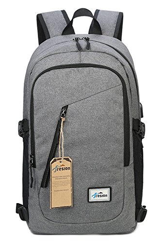 Laptop Rucksack mit USB Ladeanschluss   Fresion Oxford College Schulrucksack Jungen M  dchen Teenager Gro   Schultasche f  r 15 zoll Notebook Lenovo  