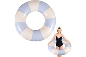 KIPERLINE Bouee Piscine Adulte Anneau de Natation Bouée Gonflable Bouée d'été Eau Jouet Bouée Piscine pour Les Adolescents et Adultes Bouée Gonflable Rétro Rayée en PVC Bouée Piscine, Diamètre Gonflé 75cm