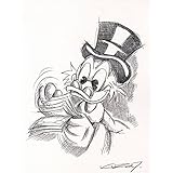 Original Kreidezeichnung auf Zeichenkarton: Dagobert Duck / 24x32 cm