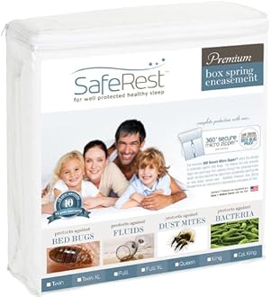 Twin Extra Long (Xl) Size Saferest Premium Waterproof Lab Certified Bed Bug Proof Zippered Box Spring Encasement - Designed For Complete Bed Bug, Dust Mite And Fluid Protection 9"