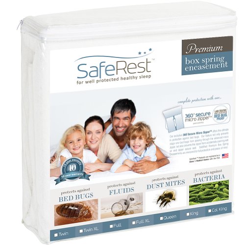 Twin Extra Long (Xl) Size Saferest Premium Waterproof Lab Certified Bed Bug Proof Zippered Box Spring Encasement - Designed For Complete Bed Bug, Dust Mite And Fluid Protection 9"