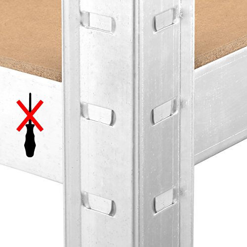 Torrex 37853 Steckregal / Lagerregal aus verzinktem Stahl mit 5 Böden – 875 Kg belastbar – 180 x 90 x 40 cm Kellerregal Schwerlastregal - 4
