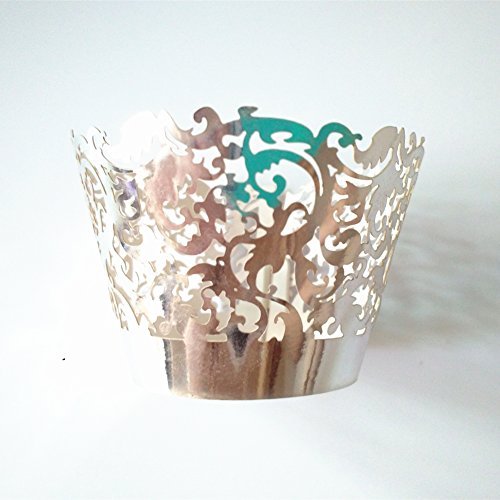 OULII Cupcake Wrappers Hochzeit Cupcake Dekoration Geburtstag Baby Baby-Dusche wickeln 50-Pack (cremeweiß) - 8