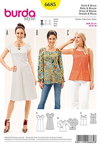 Burdab6685 Dress and Blouse Sewing Pattern Paper 19 x 13 x 1 cm White