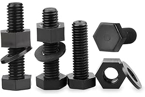 BOUACOUA Kit de Fijación de Tornillos de Nailon Negro con Pernos Hexagonales y Tuercas Hexagonales y Arandelas Planas, M6x60mm (20 pcs)