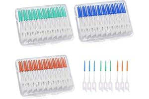 MIVAIUN 120 Piezas Cepillo Interdental,Hilo Dental,Palillos de Hilo Dental,Hilo Dental de Doble Uso,Limpiador de Dientes Dental 3 Cajas Portatiles - 40pcs/Cajas(Azul+Verde+Naranja)
