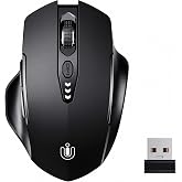 Uineer Wireless Mouse, 3200 dpi, Battery Indicator, Matte Black | Ergonomic Wireless Mouse 2.4GHz 4 DPI Levels Compatible wit