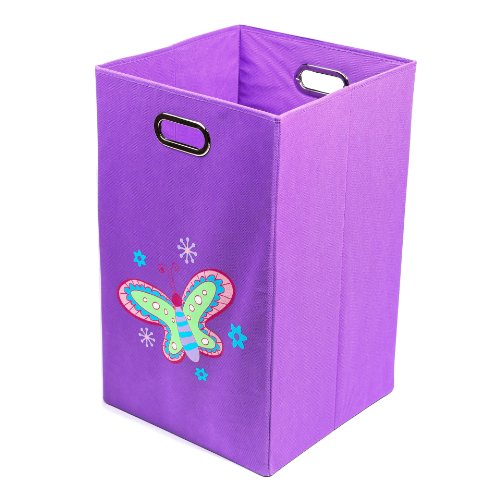 Modern Littles Folding Laundry Bin (Nuby Purple Butterfly)