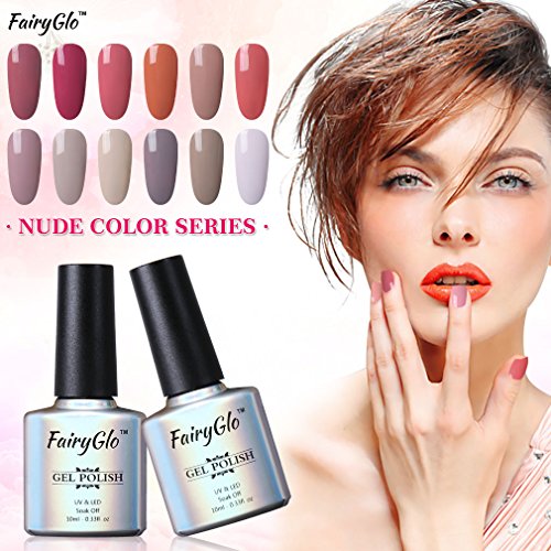 FairyGlo Gel-Nagellack-Set, UV-LED-Soak-Off-Maniküre, Nagellack-Geschenk-Set, dezente Farbtöne (neue „Nude“-Serie), 5 Farben, 10 ml - 5